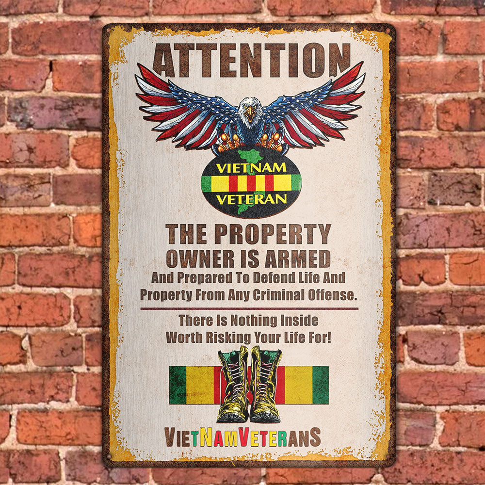 This Property Is Protected By A Vietnam Veteran Metal Sign