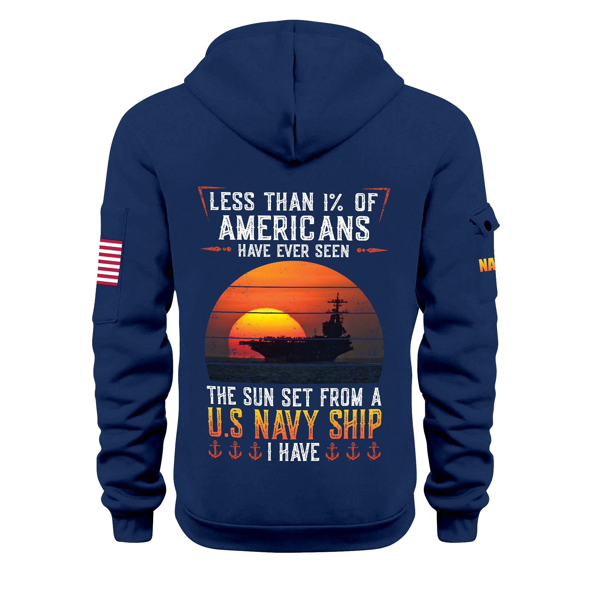 Less Than 1% Navy Ship Quarter Zip Hoodie