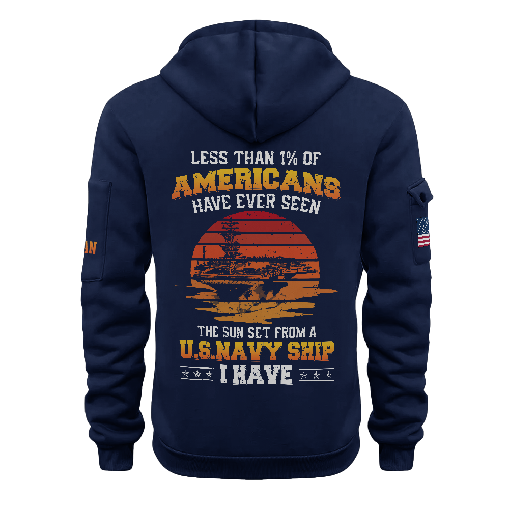 Less Than 1% Navy Ship Quarter Zip Hoodie