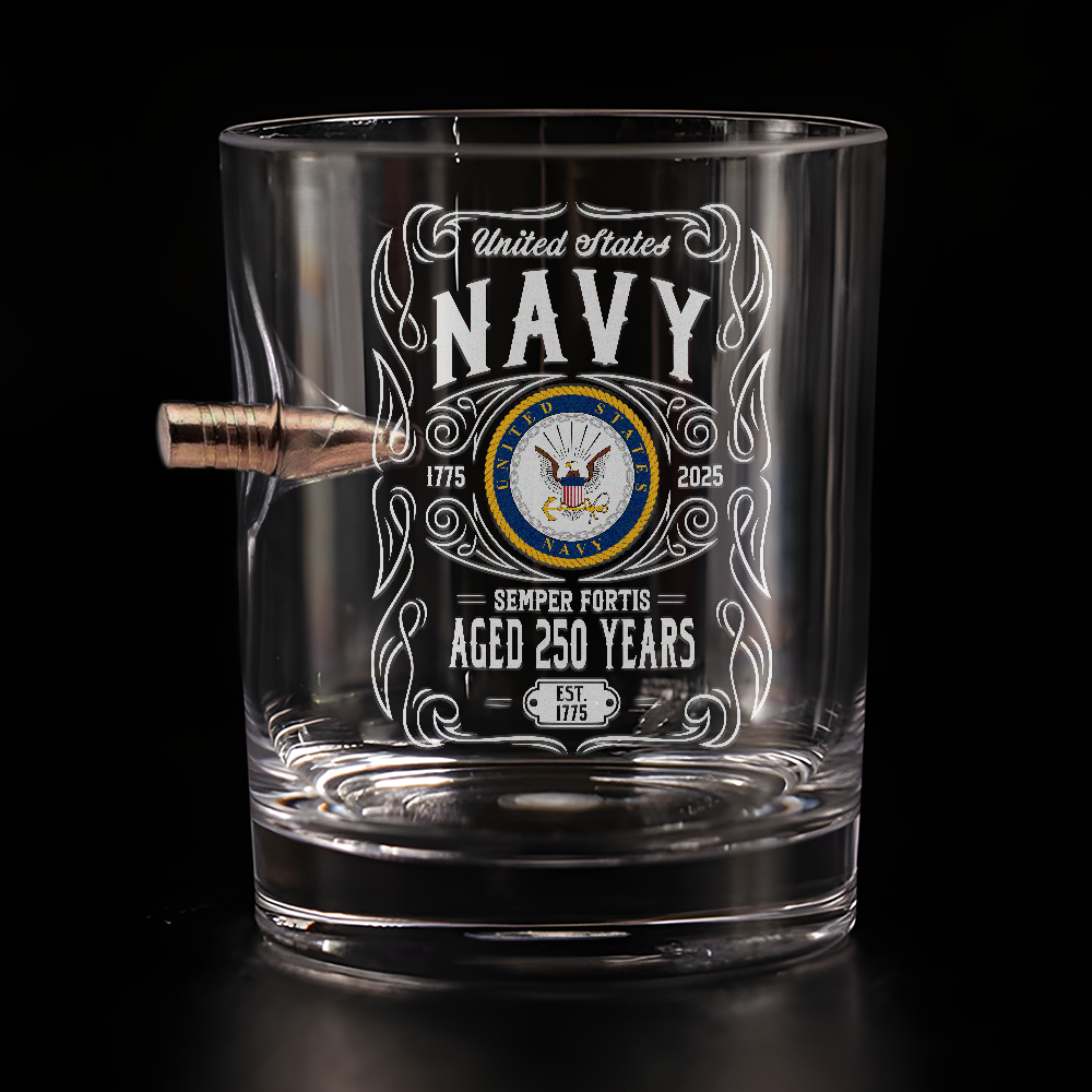 Navy 250th Anniversary Bullet Whiskey Glass