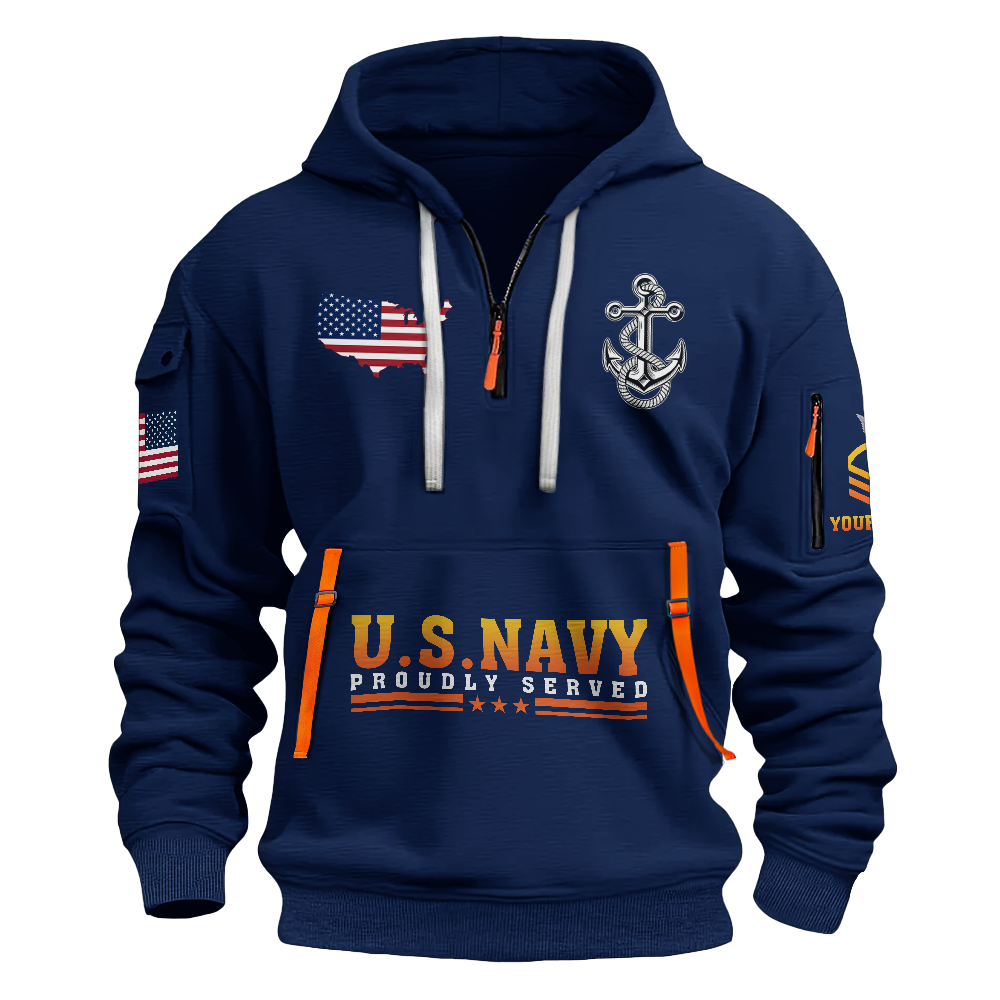 Once Navy Always Navy Personalizable Quarter Zip Hoodie