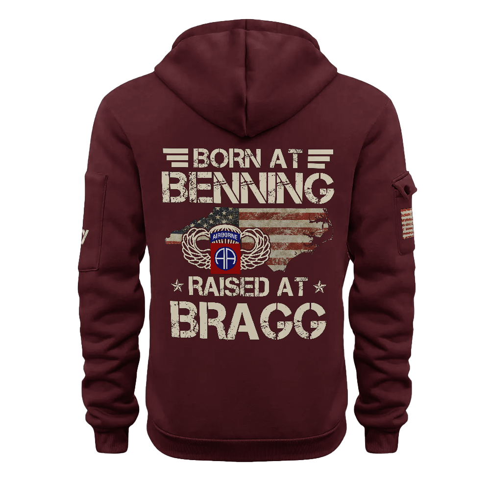 Airborne Born At Benning Raised At Bragg Quarter Zip Hoodie