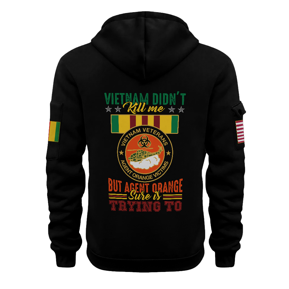 Agent Orange Vietnam Didn't Kill Me Quarter Zip Hoodie