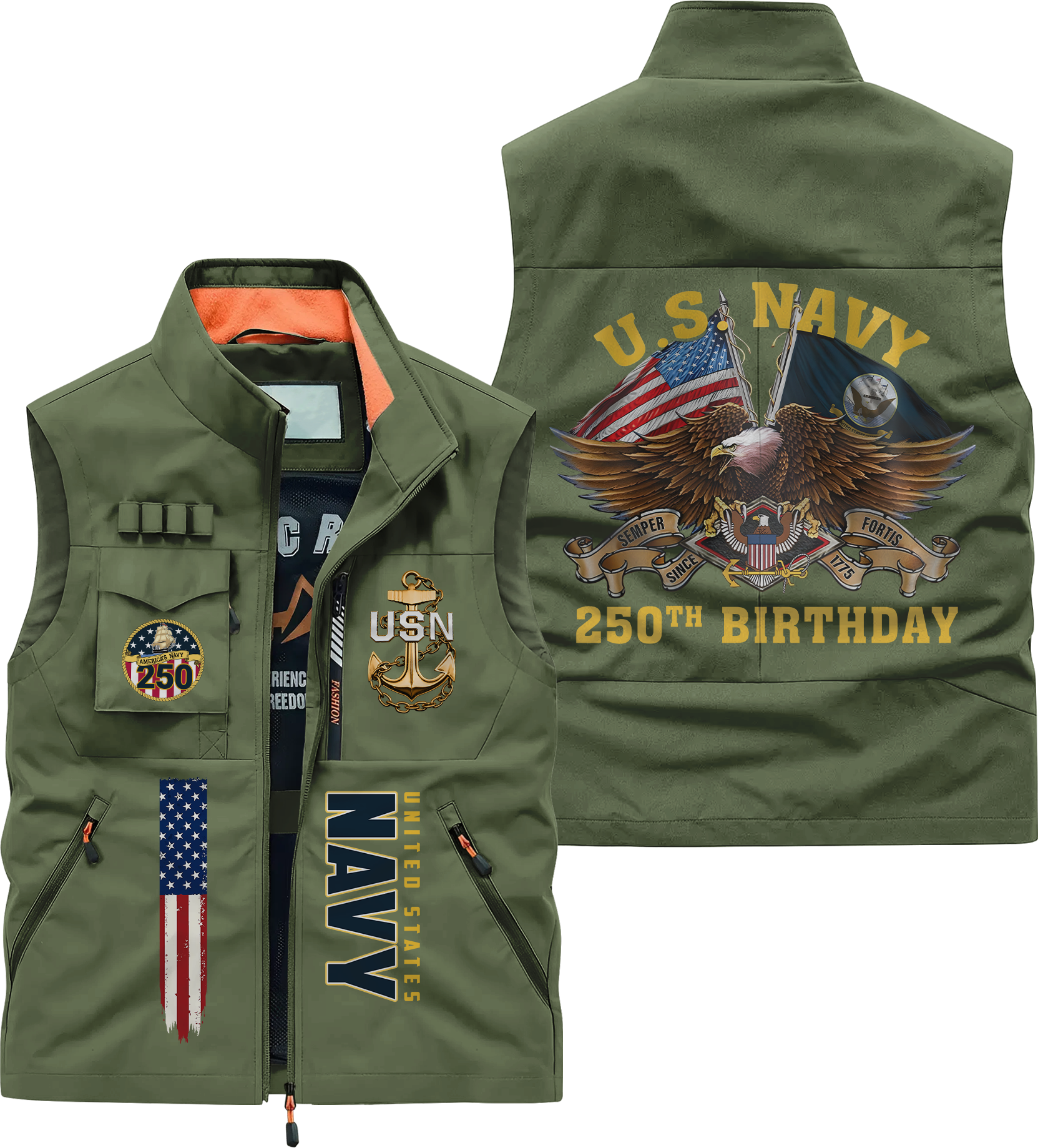 Navy 250th Anniversary Pocket Vest
