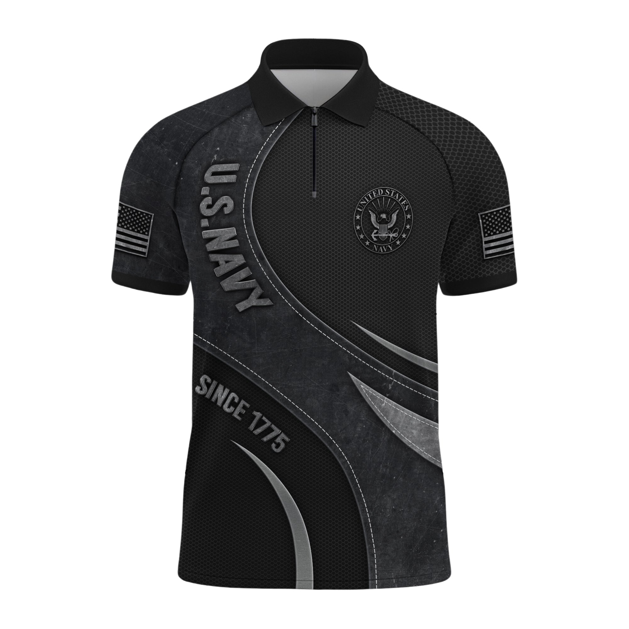 Navy 250th Anniversary Raglan Zip Polo Shirt