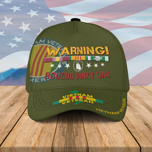 Vietnam Veteran Warning Boocoo Dinky Dau Hat Cap