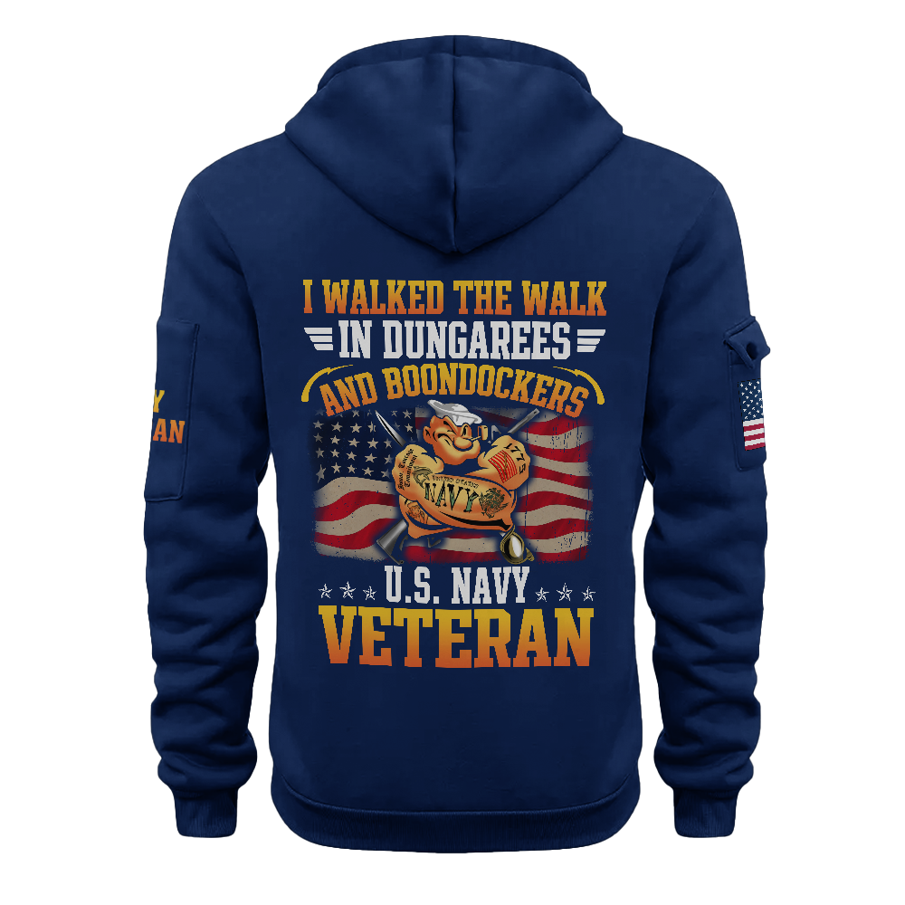 Navy Veteran I Walked The Walk Quarter Zip Hoodie