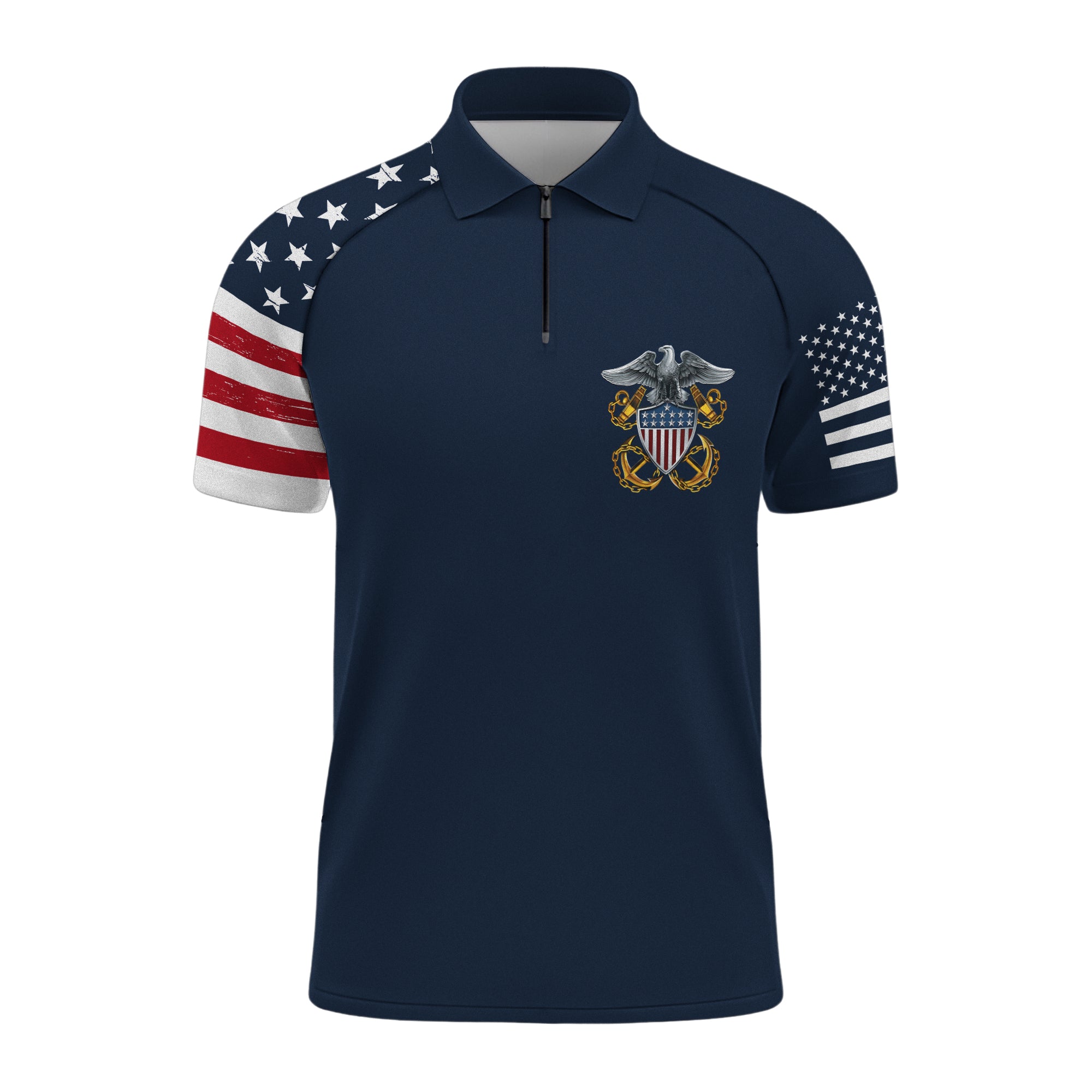 Navy 250th Anniversary Raglan Zip Polo Shirt