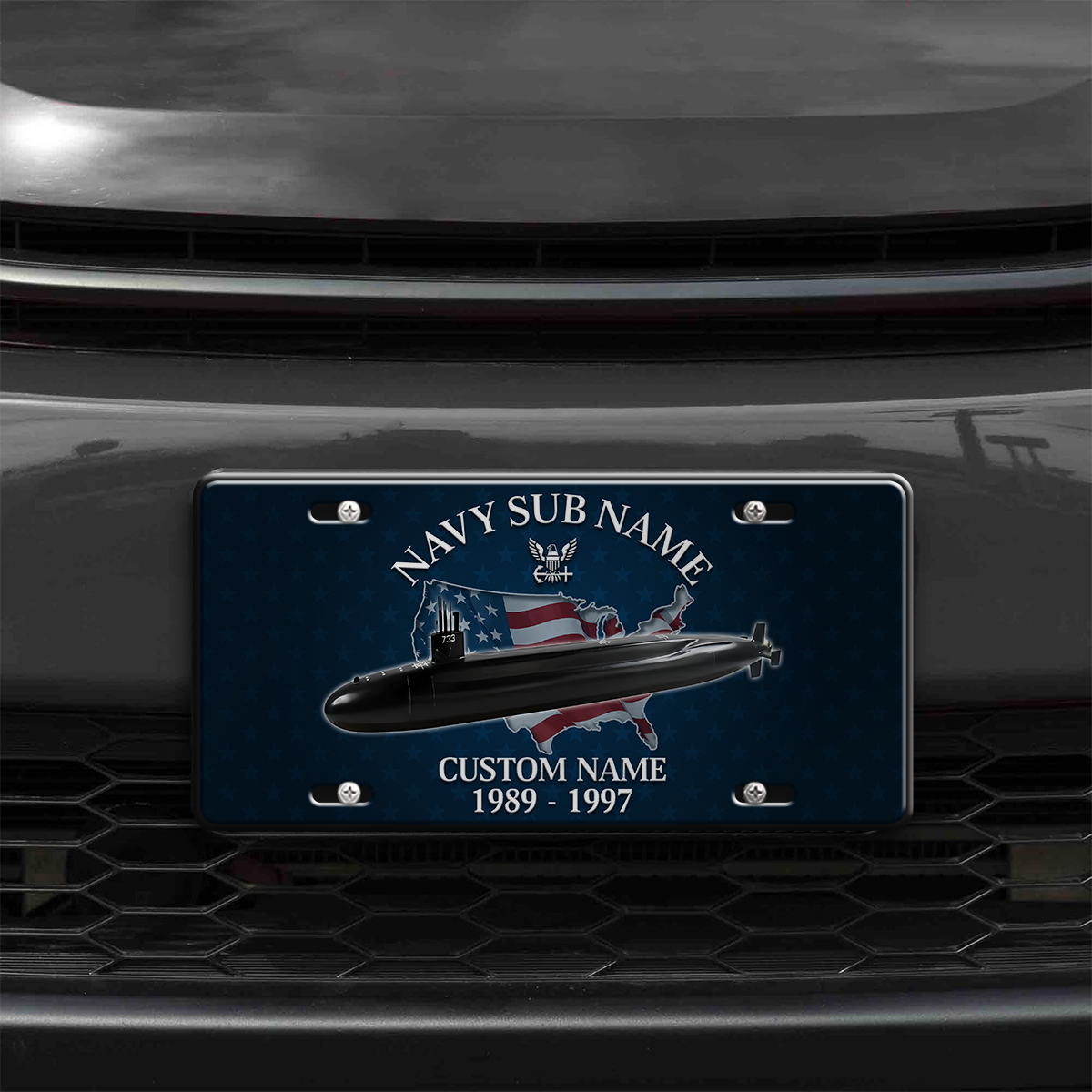 Personalizable Navy Submarine Aluminum License Plate