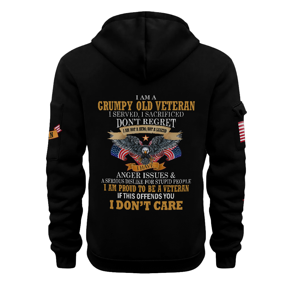 I Am A Grumpy Old Veteran Quarter Zip Hoodie