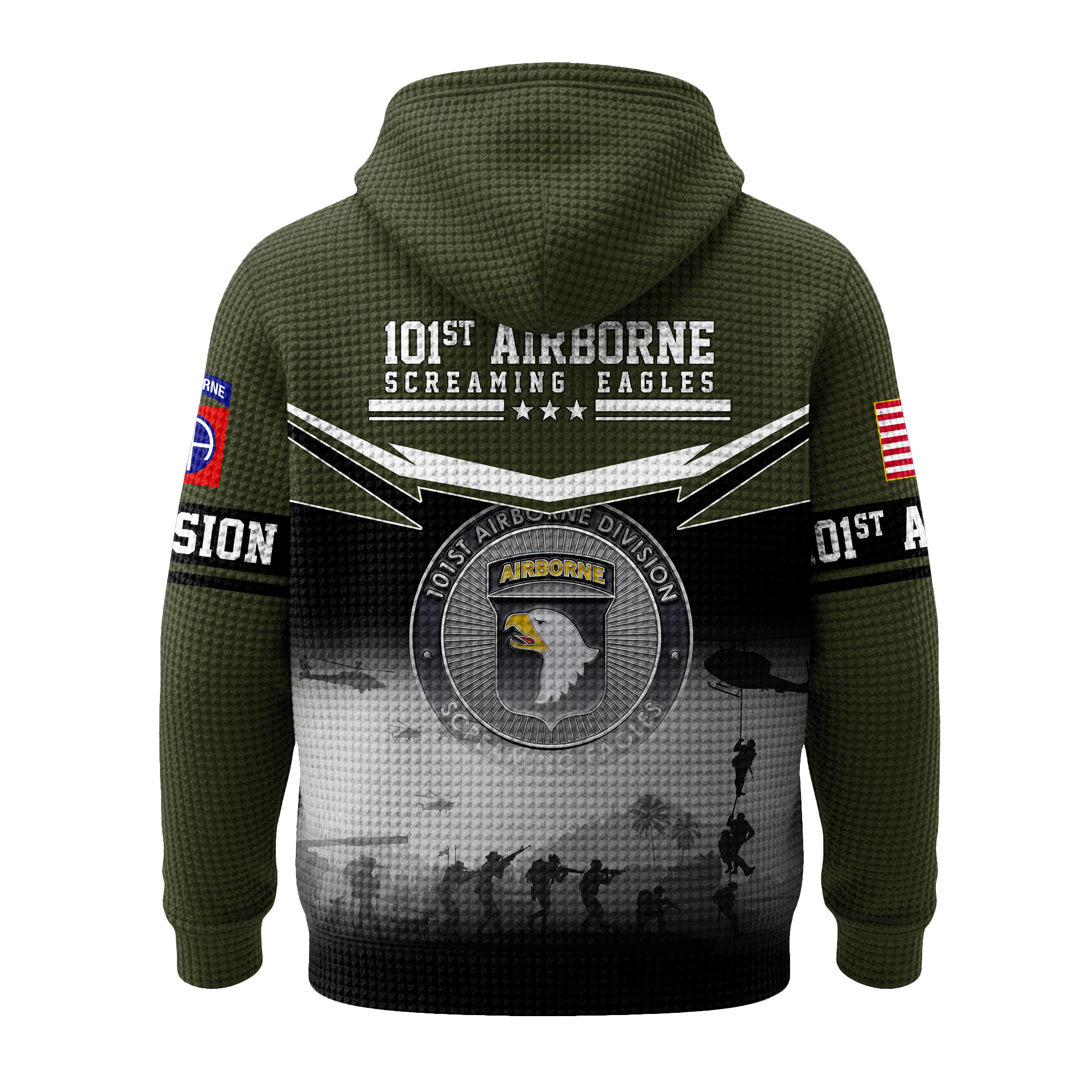101st Airborne Screaming Eagles Quarter Zip Waffle Hoodie