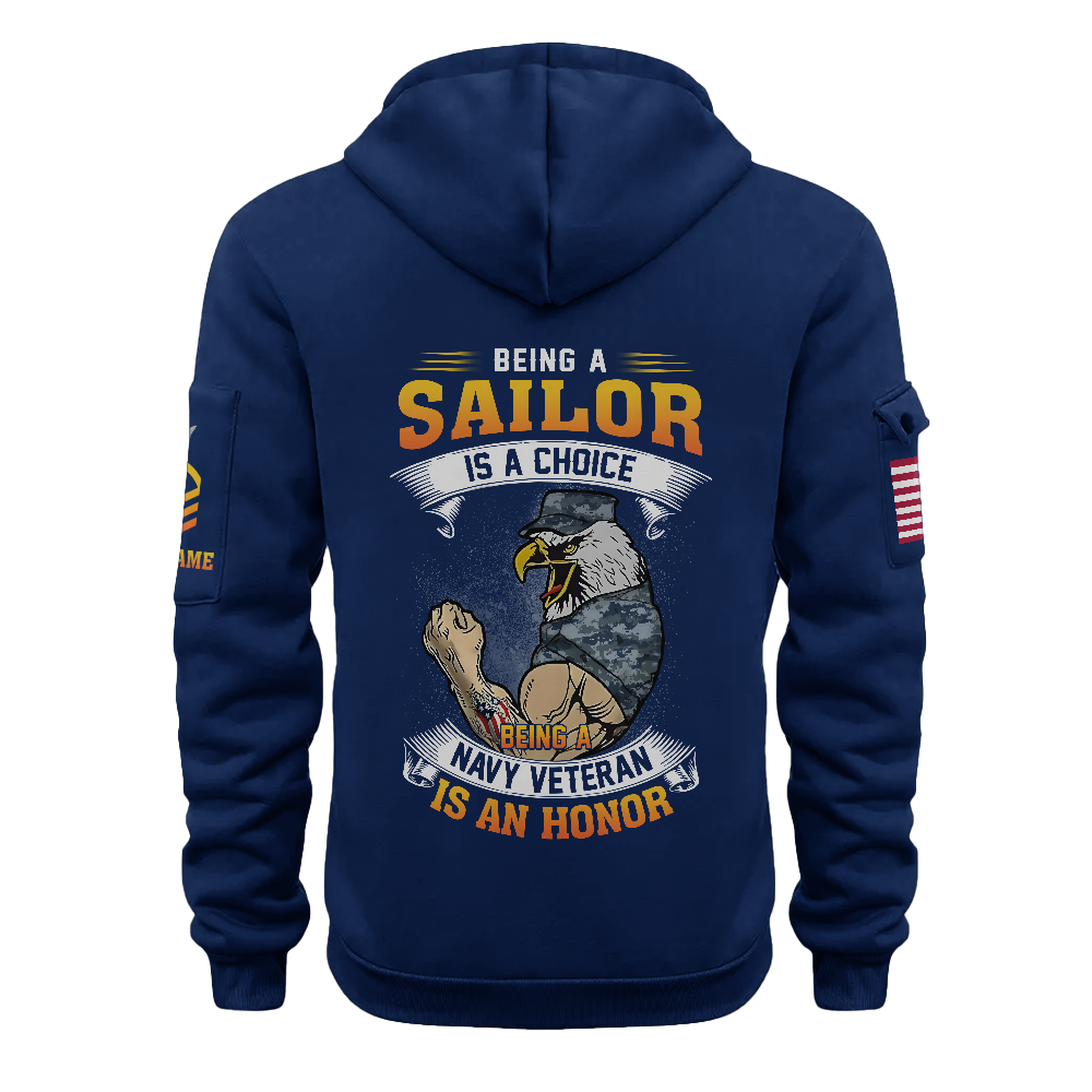 Being A Navy Veteran Is An Honor Personalizable Quarter Zip Hoodie