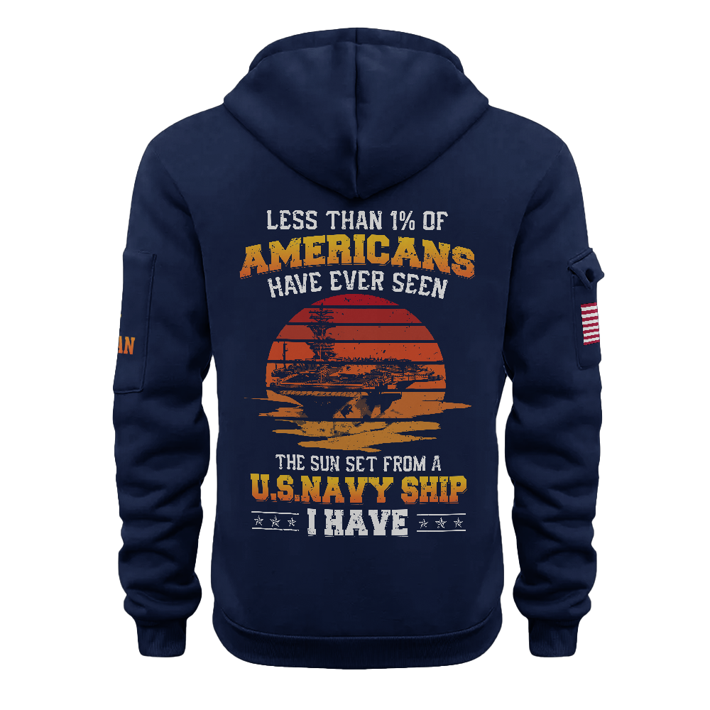 Less Than 1% Navy Ship Quarter Zip Hoodie