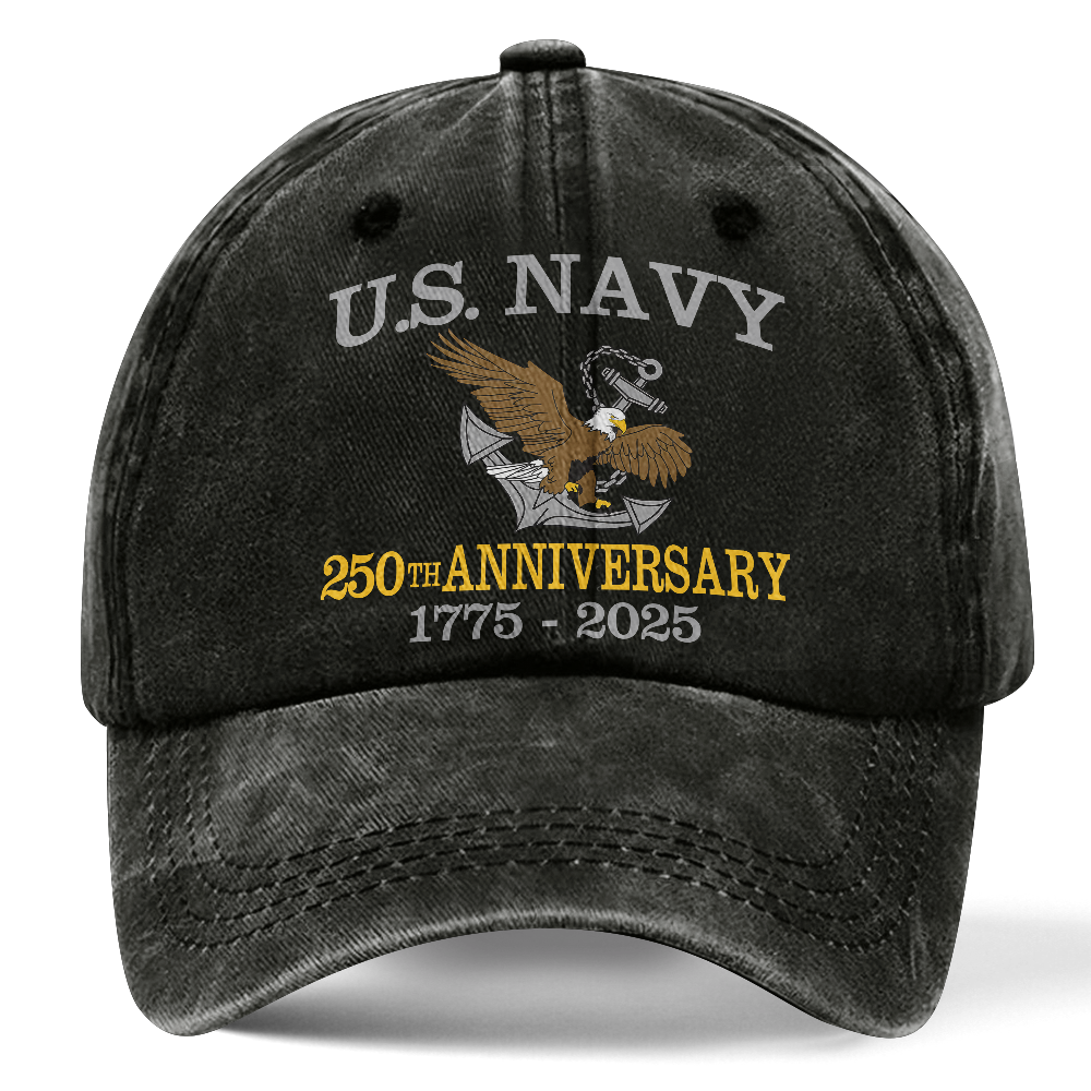 Personalizable Navy 250th Anniversary Washed Cap