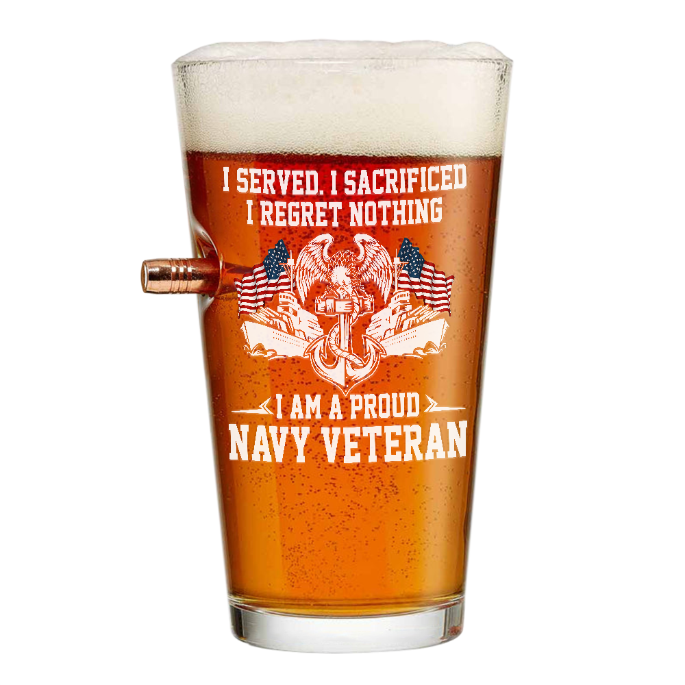 I Am A Navy Veteran Bullet Pint Glass