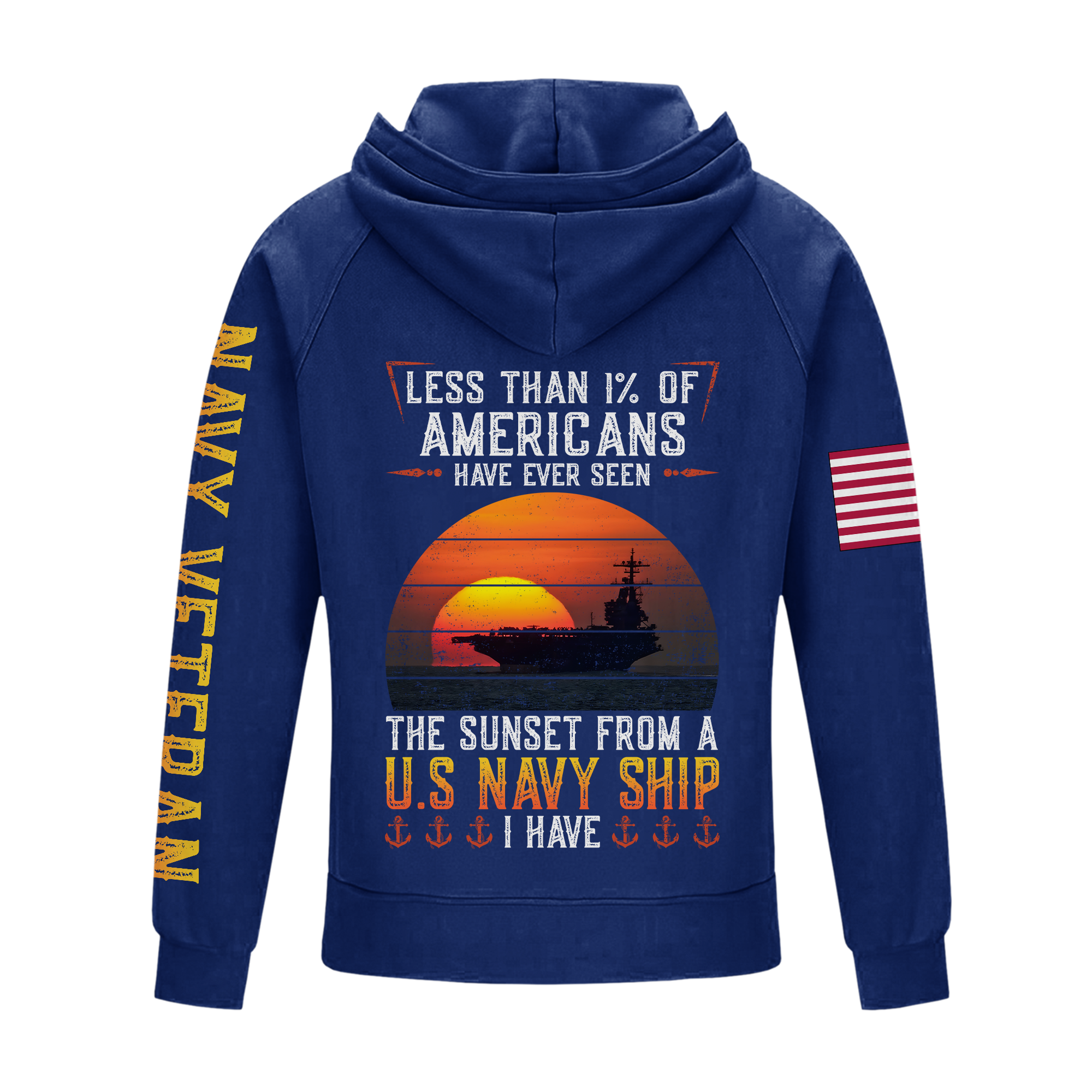 Less Than 1% Sunset Navy Ship Vintage Quarter Zip Hoodie