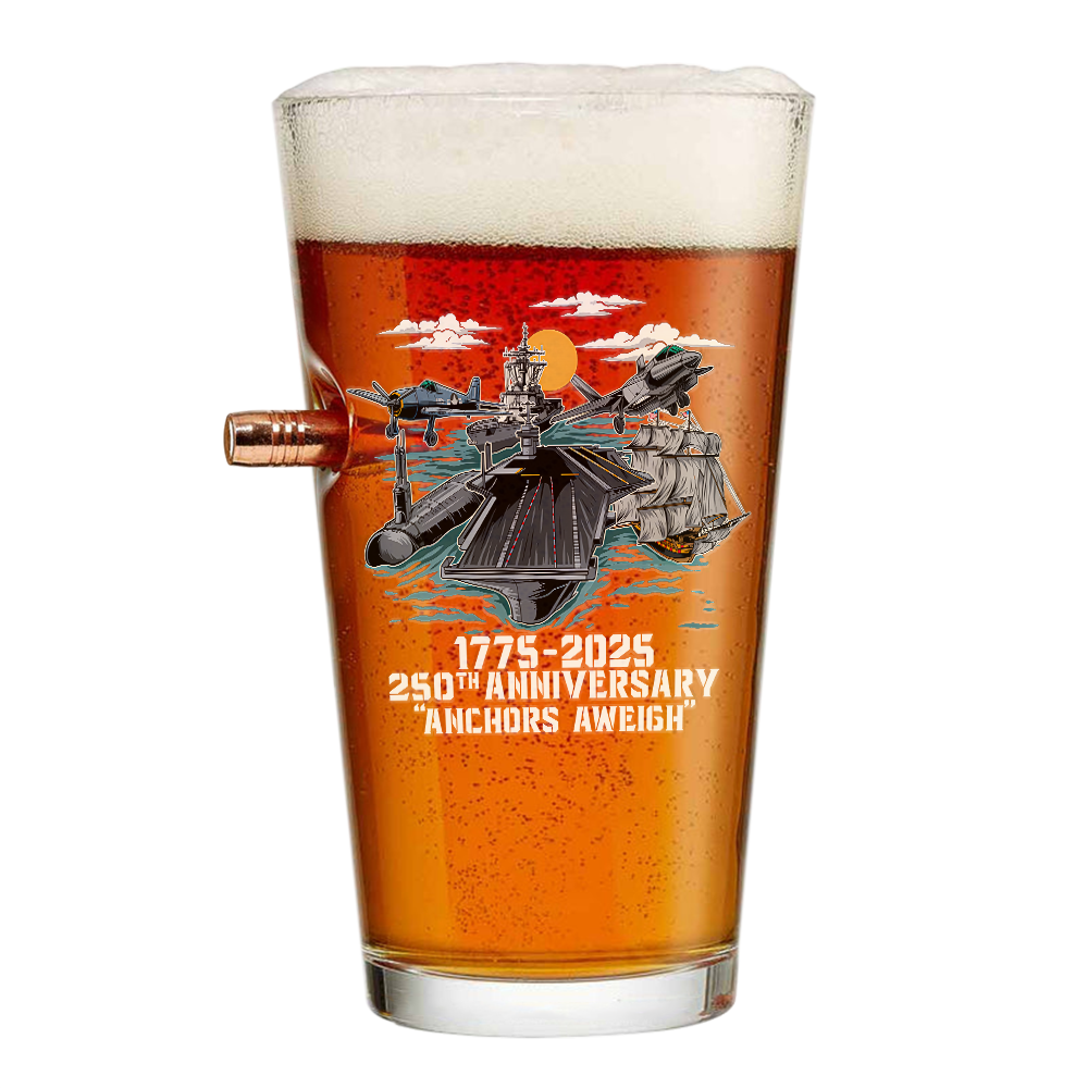 Navy 250th Anniversary Bullet Pint Glass