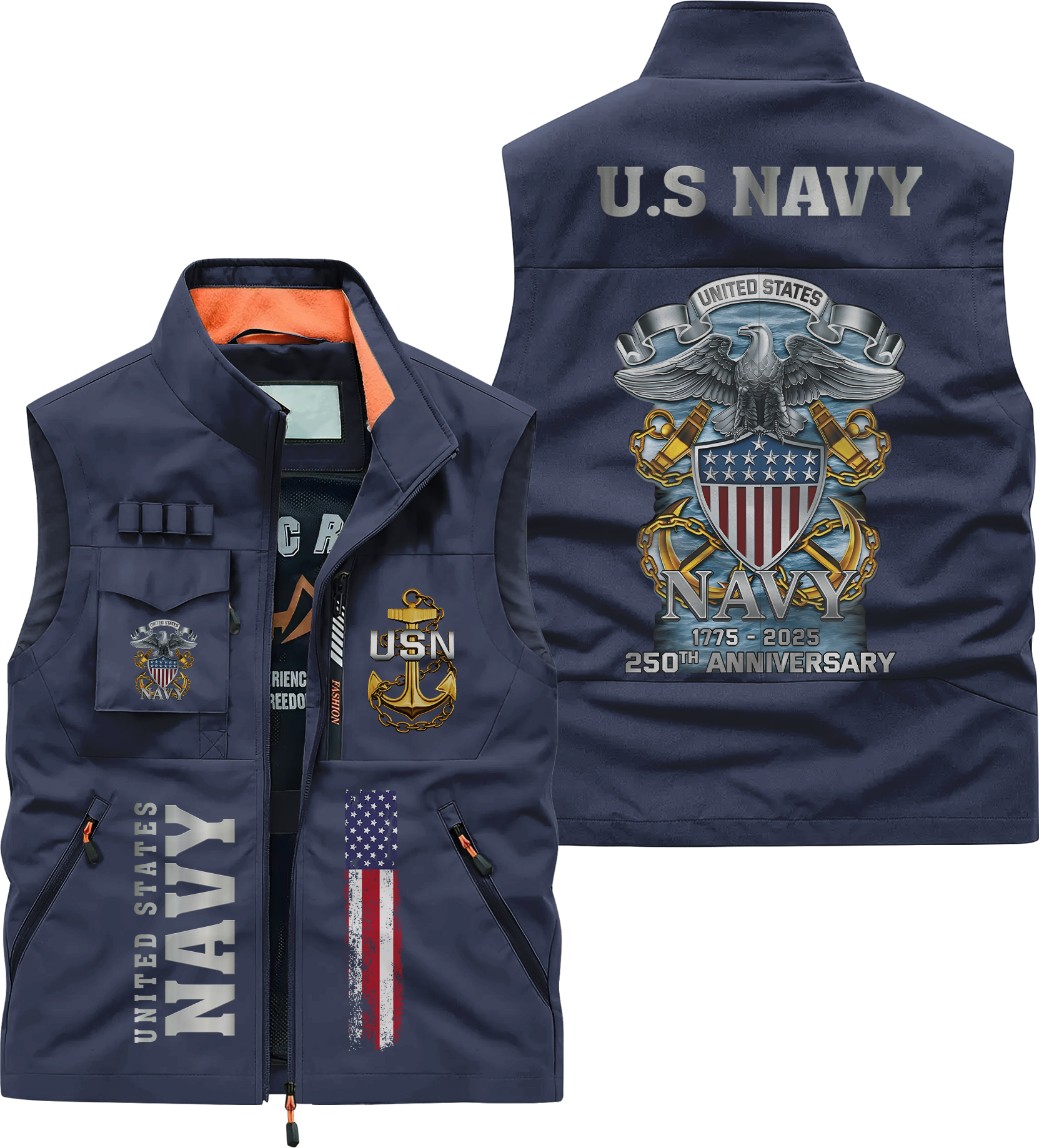 Navy 250th Anniversary Pocket Vest
