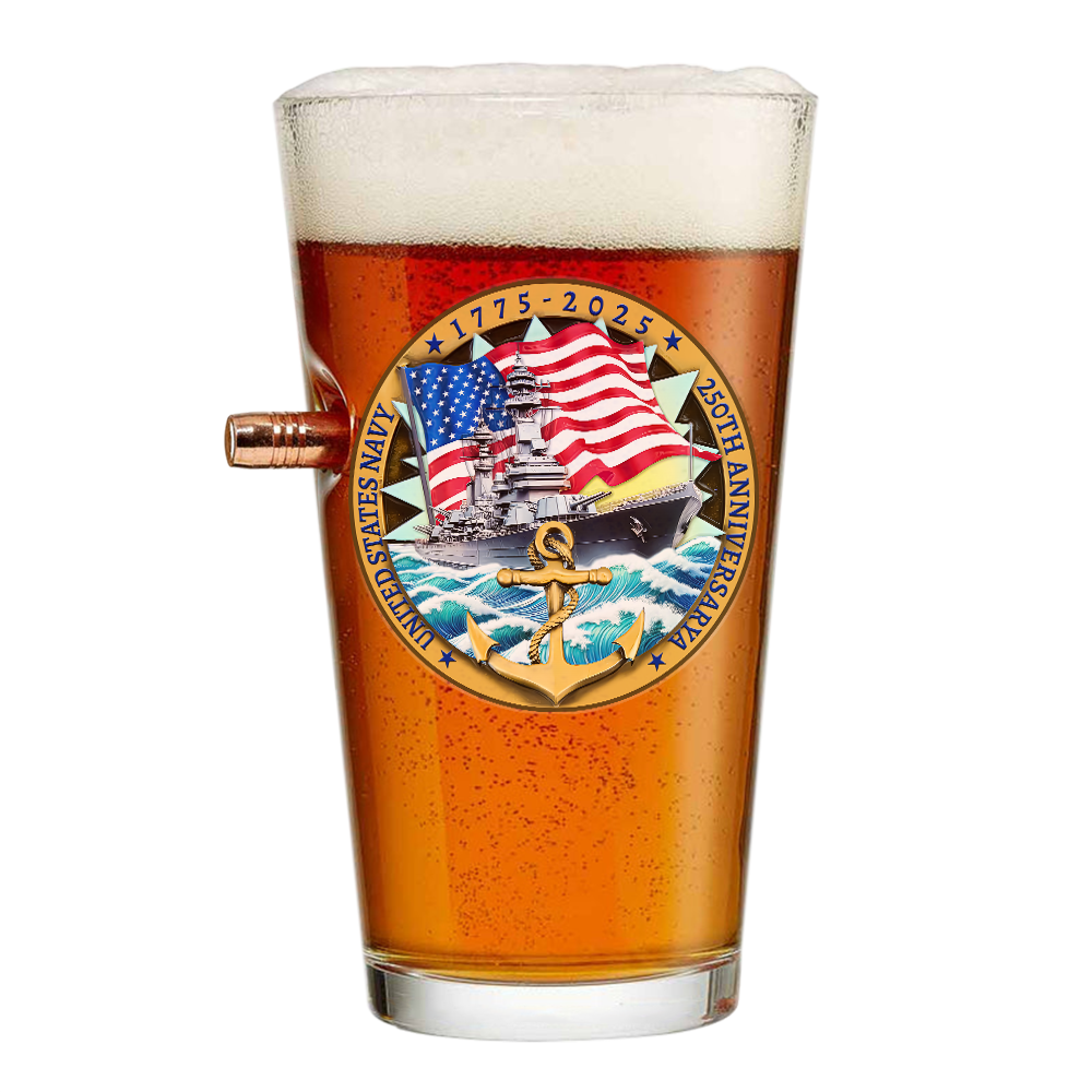 Navy 250th Anniversary Bullet Pint Glass