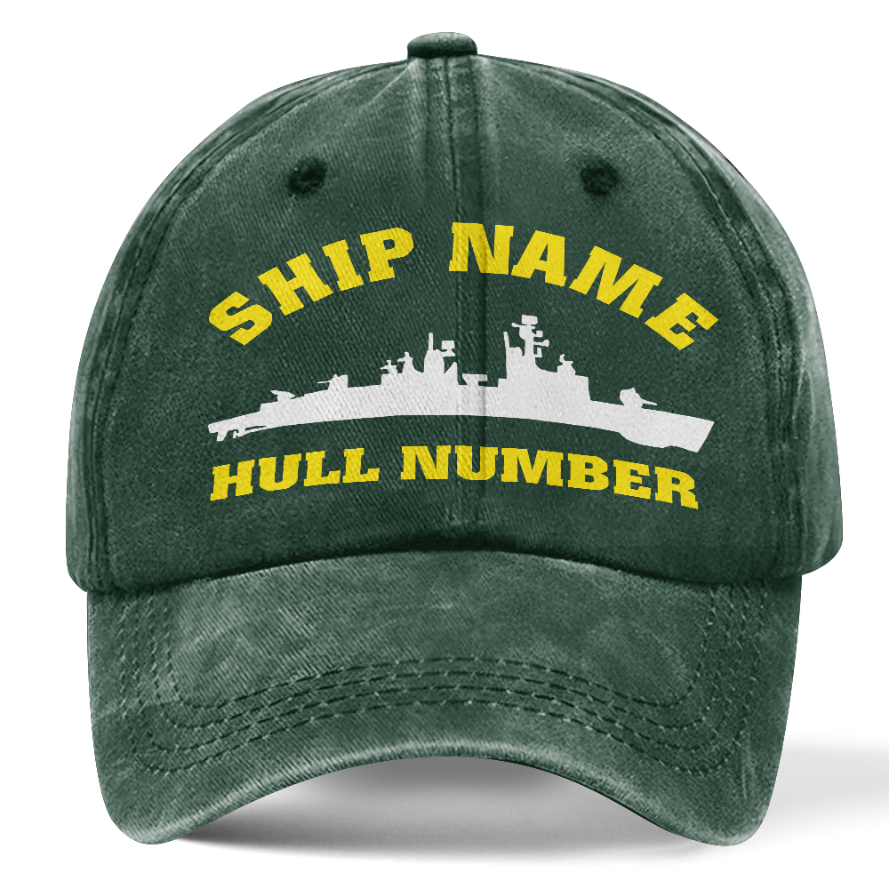 Personalized Navy Ship Name Washed Cap