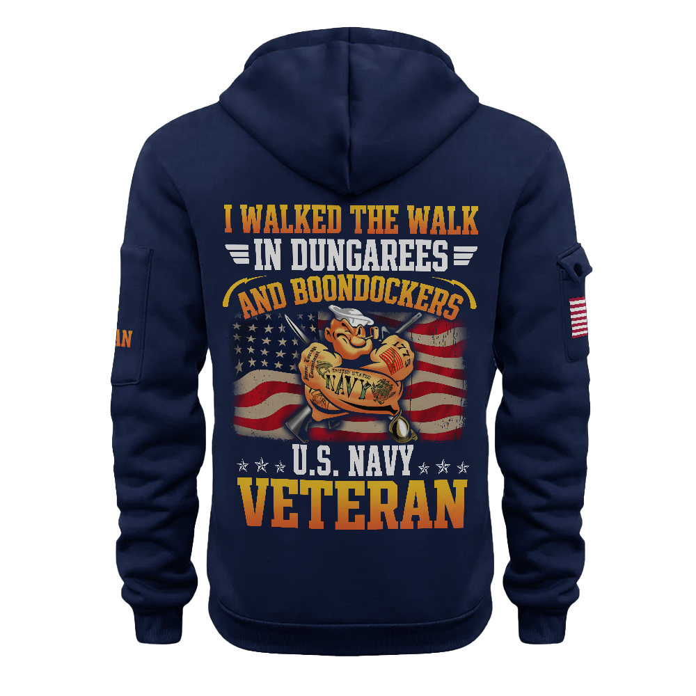 Navy Veteran I Walked The Walk Quarter Zip Hoodie