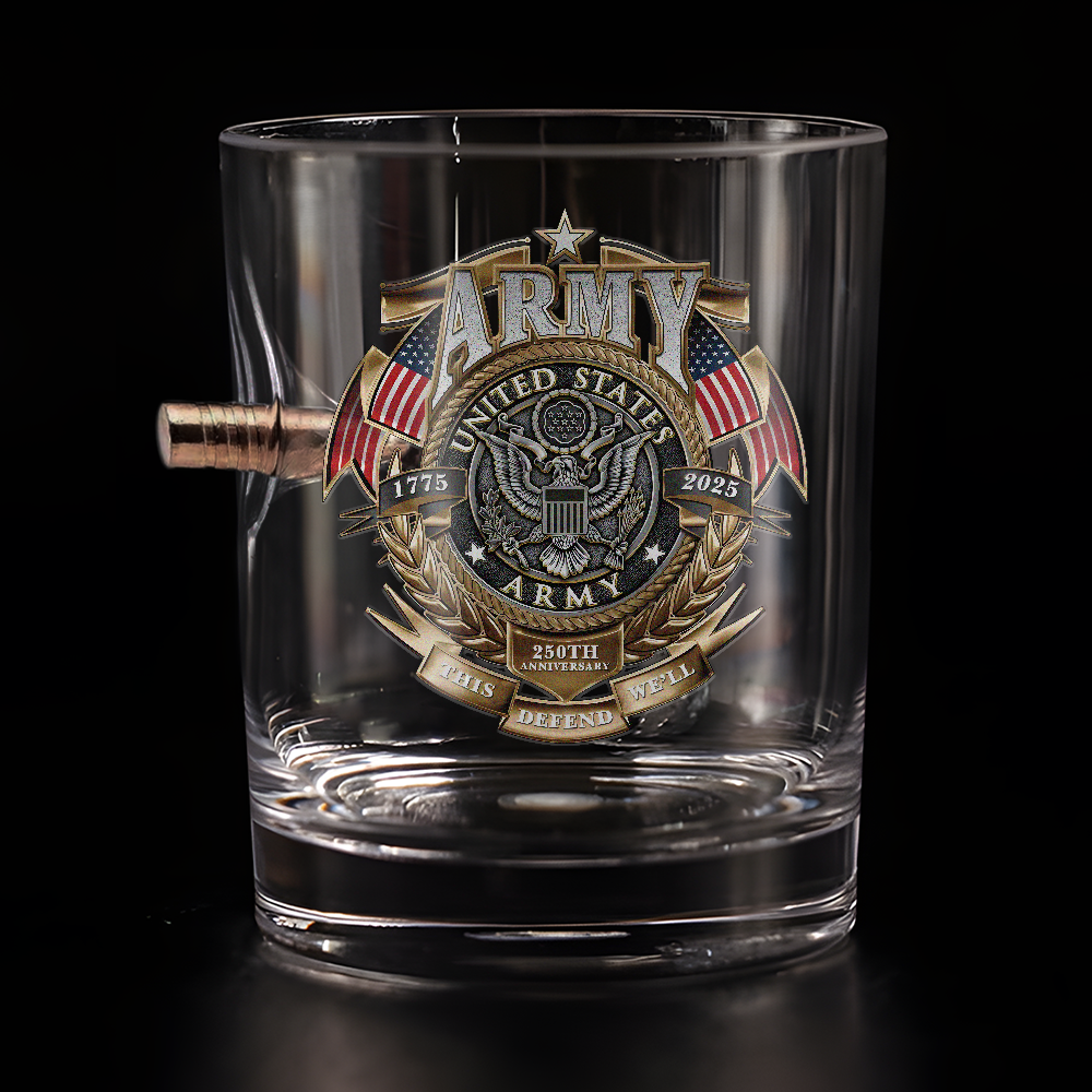 Army 250th Anniversary Bullet Whiskey Glass