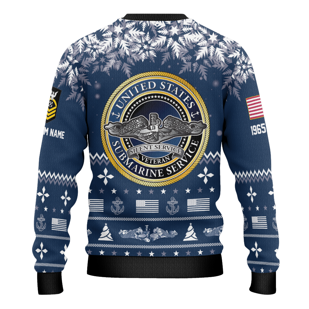Personalizable Navy Submarine Patterns Knitted Sweatshirt