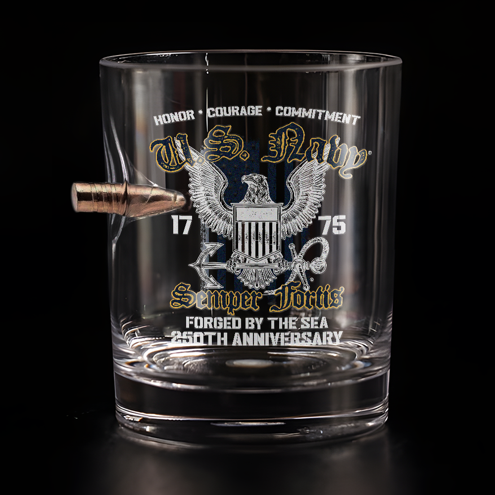 Navy 250th Anniversary Bullet Whiskey Glass