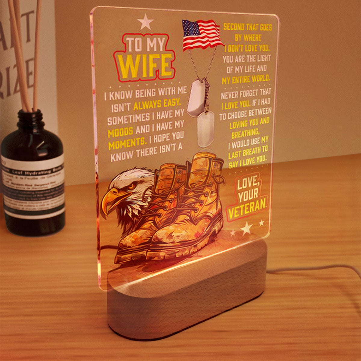 Veteran's Wife To My Wife - 3D LED LAMP