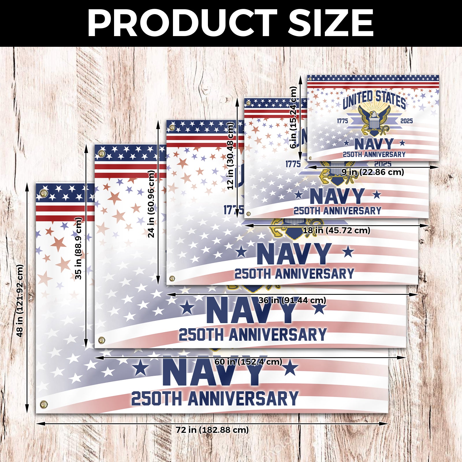 Navy 250th Anniversary House Flag