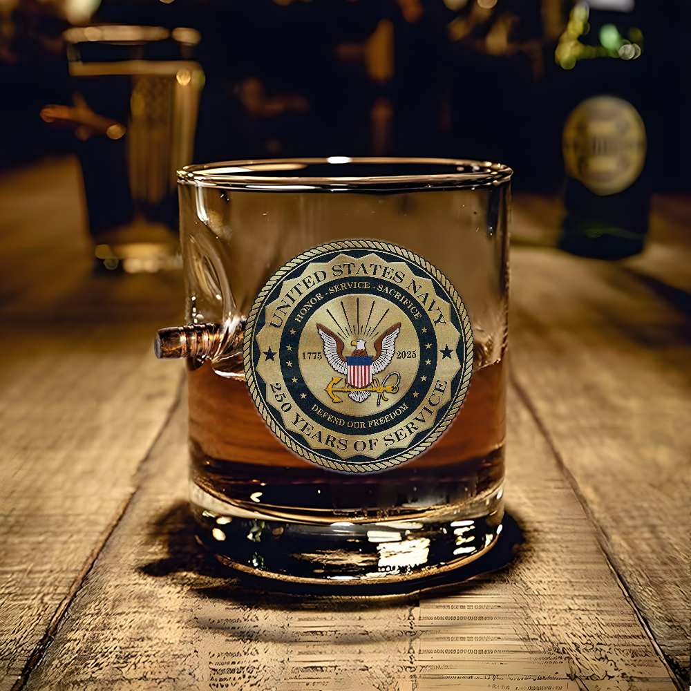 Navy 250th Anniversary Bullet Whiskey Glass