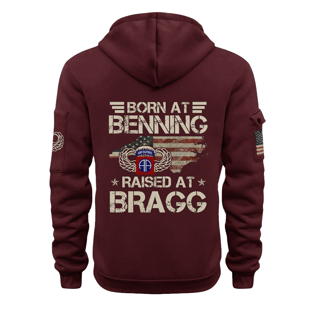 Born At Benning Raised At Bragg Personalizable Quarter Zip Hoodie