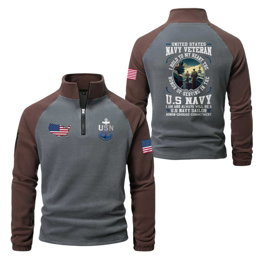 Navy Honor Courage Commitment Half-Zip Raglan Sweatshirt