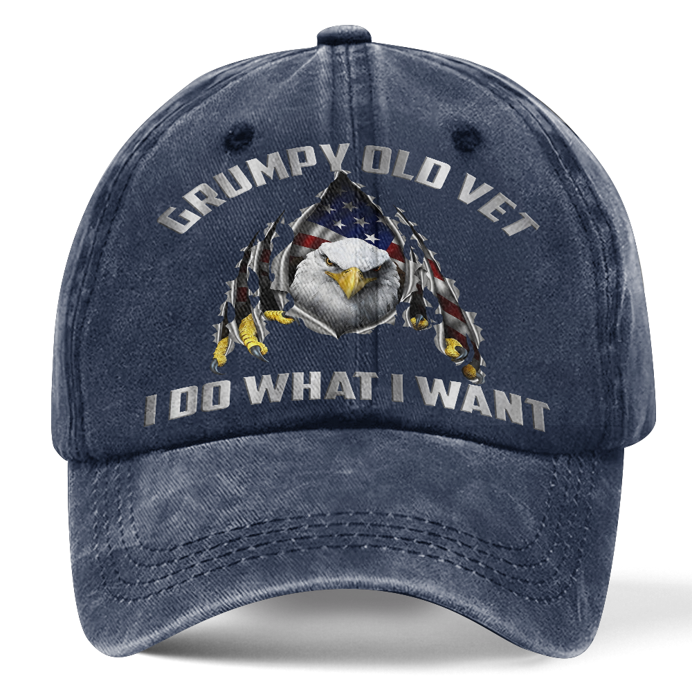 Personalizable Grumpy Old Vet Washed Cap