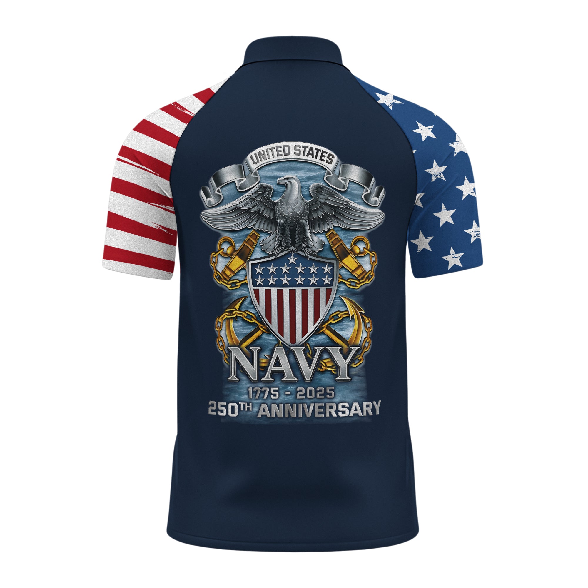 Navy 250th Anniversary Raglan Zip Polo Shirt