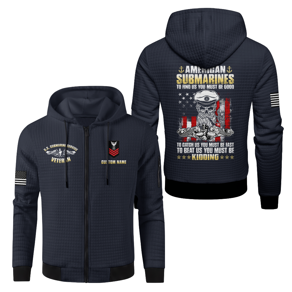 Personalizable Navy Submariner To Find Us You Must Be Good Waffle Hooded Jacket