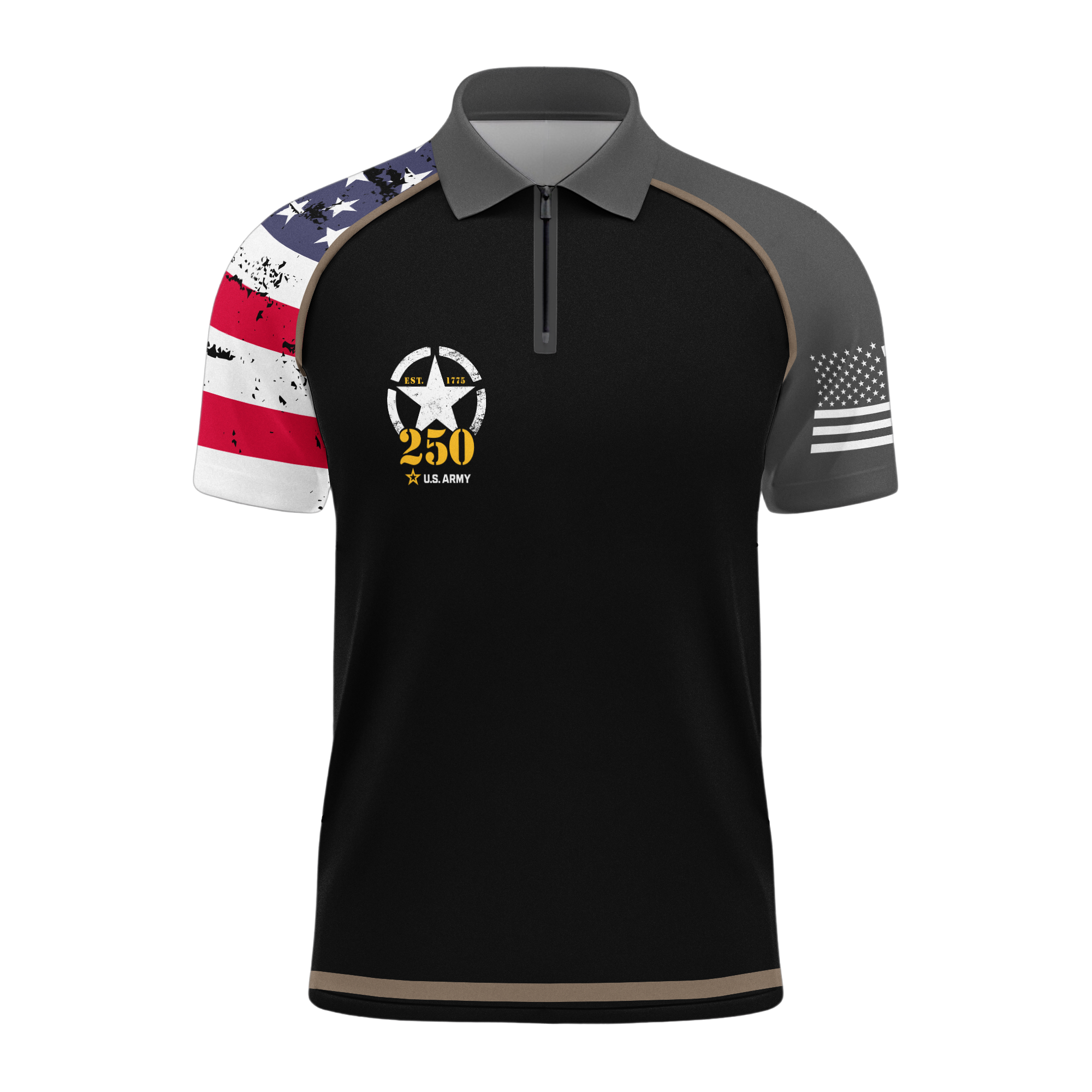 Army 250th Anniversary Raglan Zip Polo Shirt