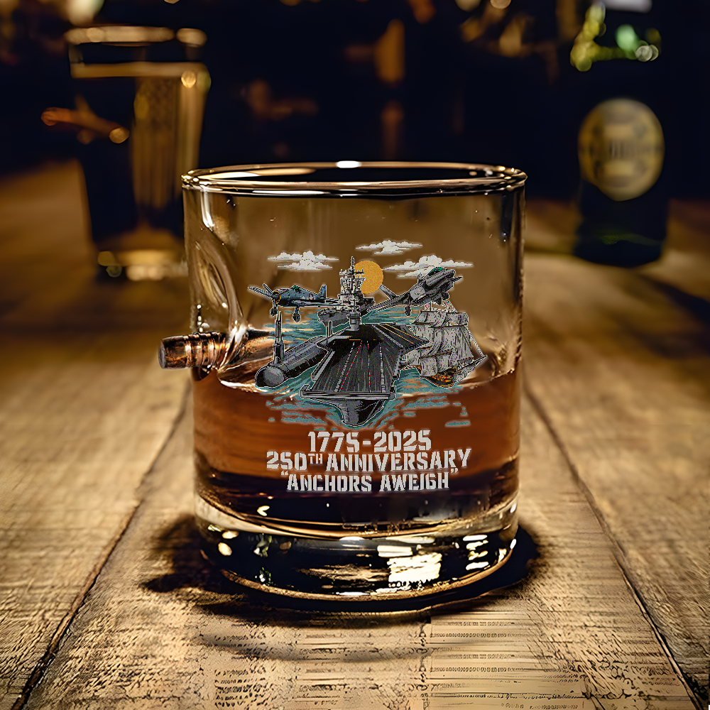 Navy 250th Anniversary Bullet Whiskey Glass