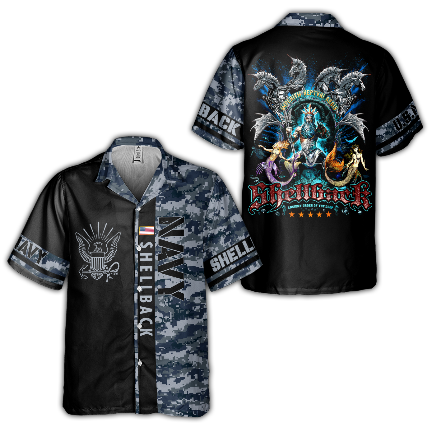 Shellback Ancient Order Of The Deep Cuban Shirt