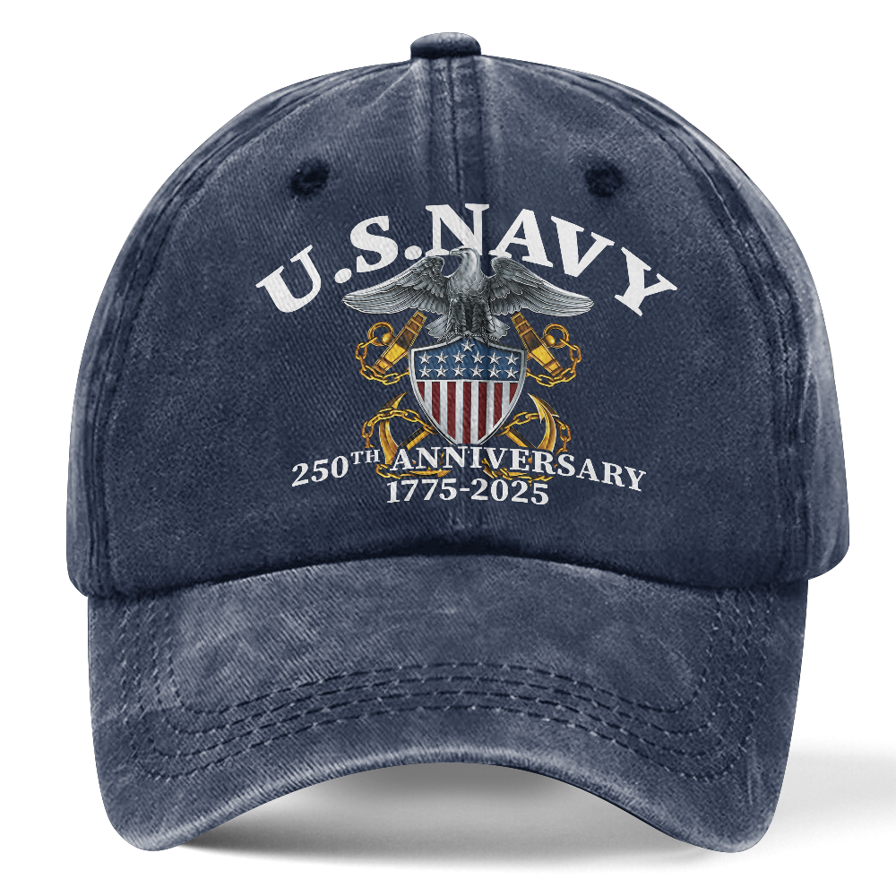 Personalizable Navy 250th Anniversary Washed Cap