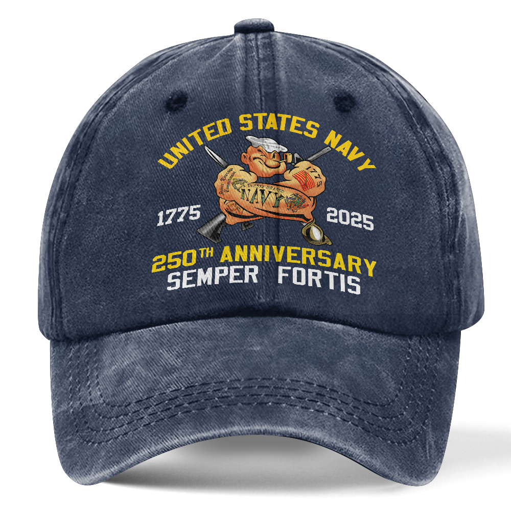 Personalizable Navy 250th Anniversary Washed Cap