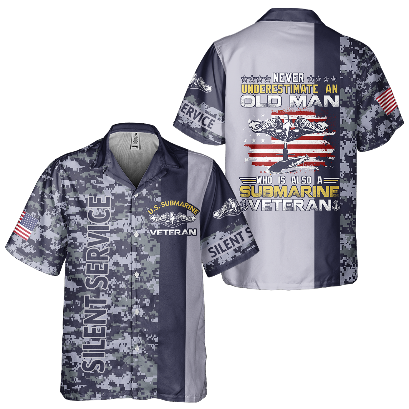 Navy Submarine Never Underestimate An Old Man Cuban Shirt