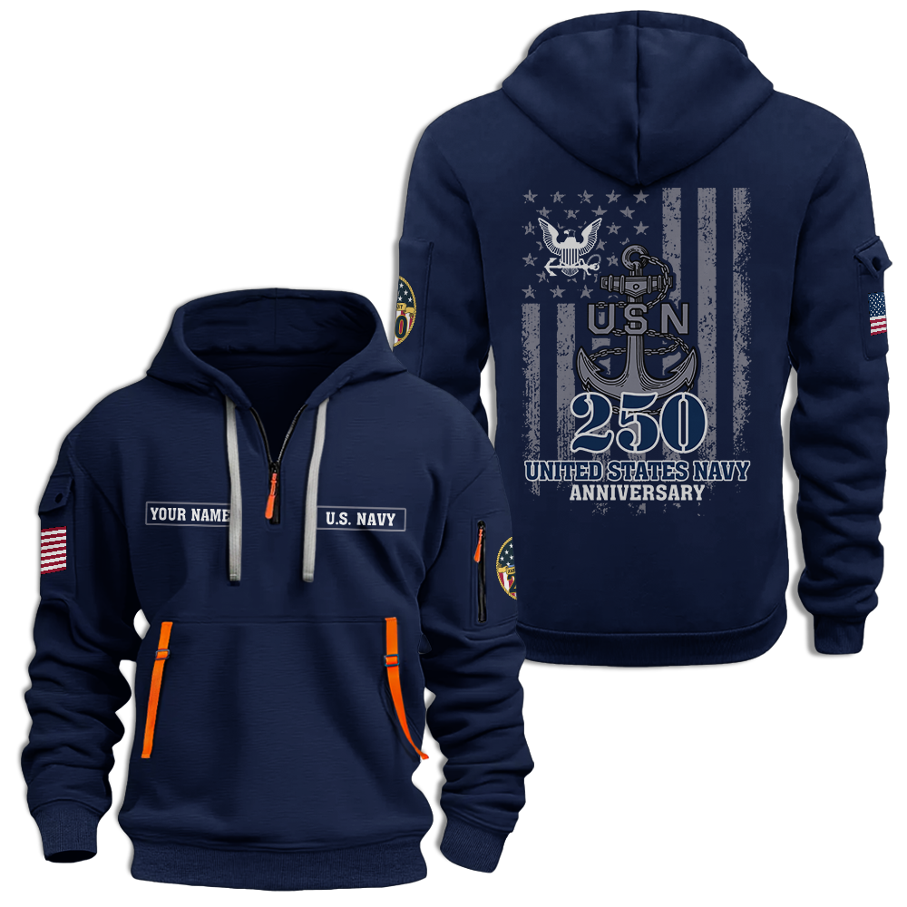 Navy 250th Anniversary Quarter Zip Hoodie