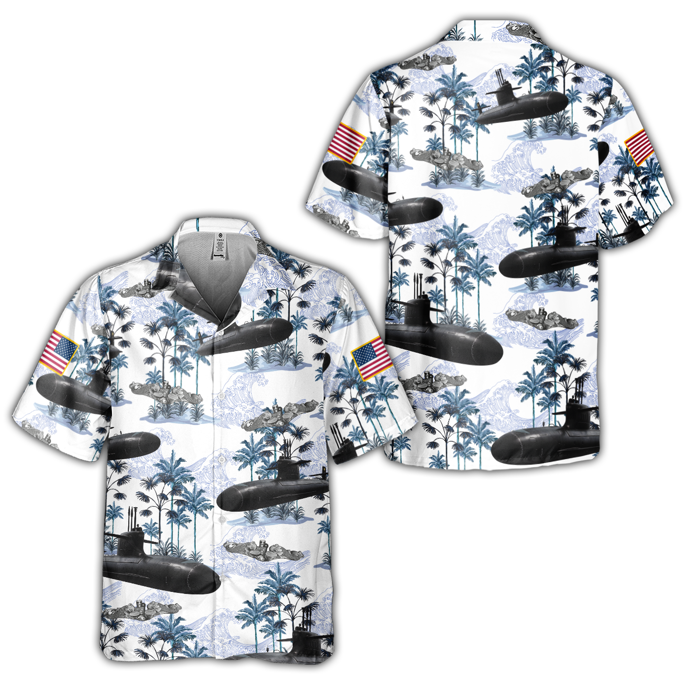 Navy Submarine Tropical Cuban Shirt & Classic Cap Combo