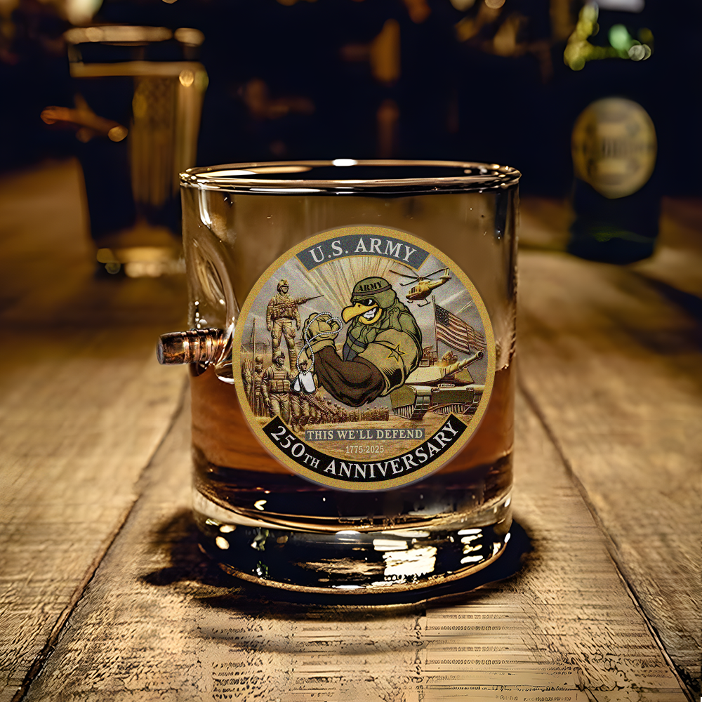 Army 250th Anniversary Bullet Whiskey Glass