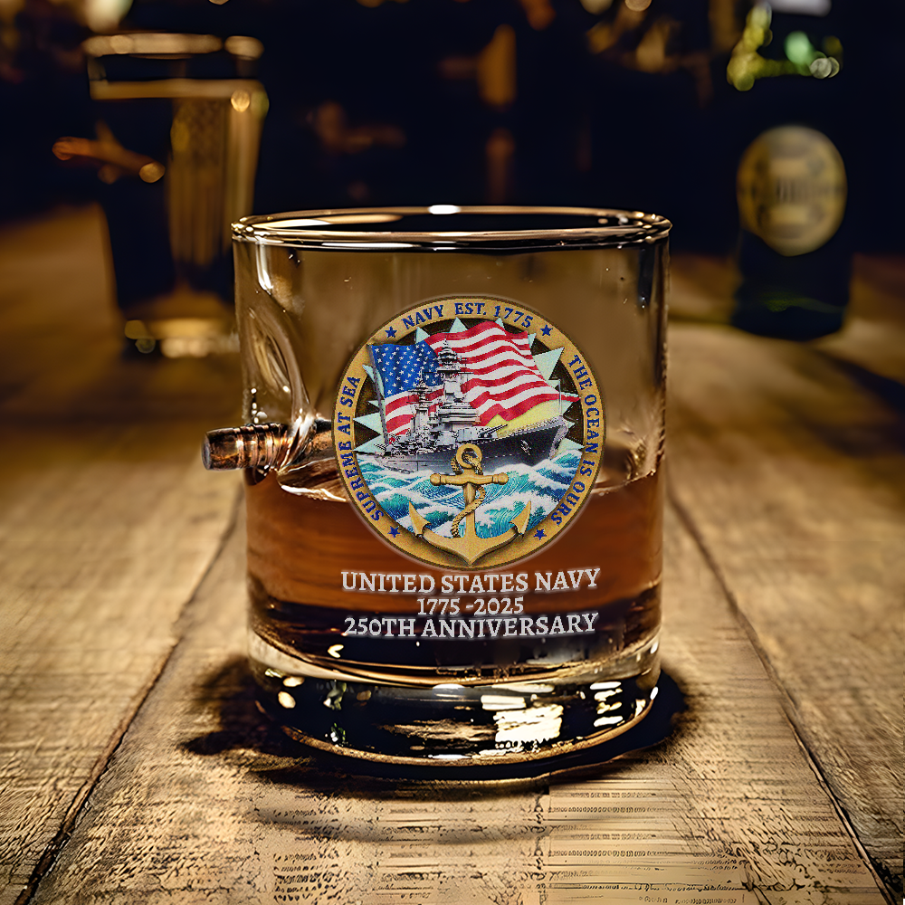 Navy 250th Anniversary Bullet Whiskey Glass