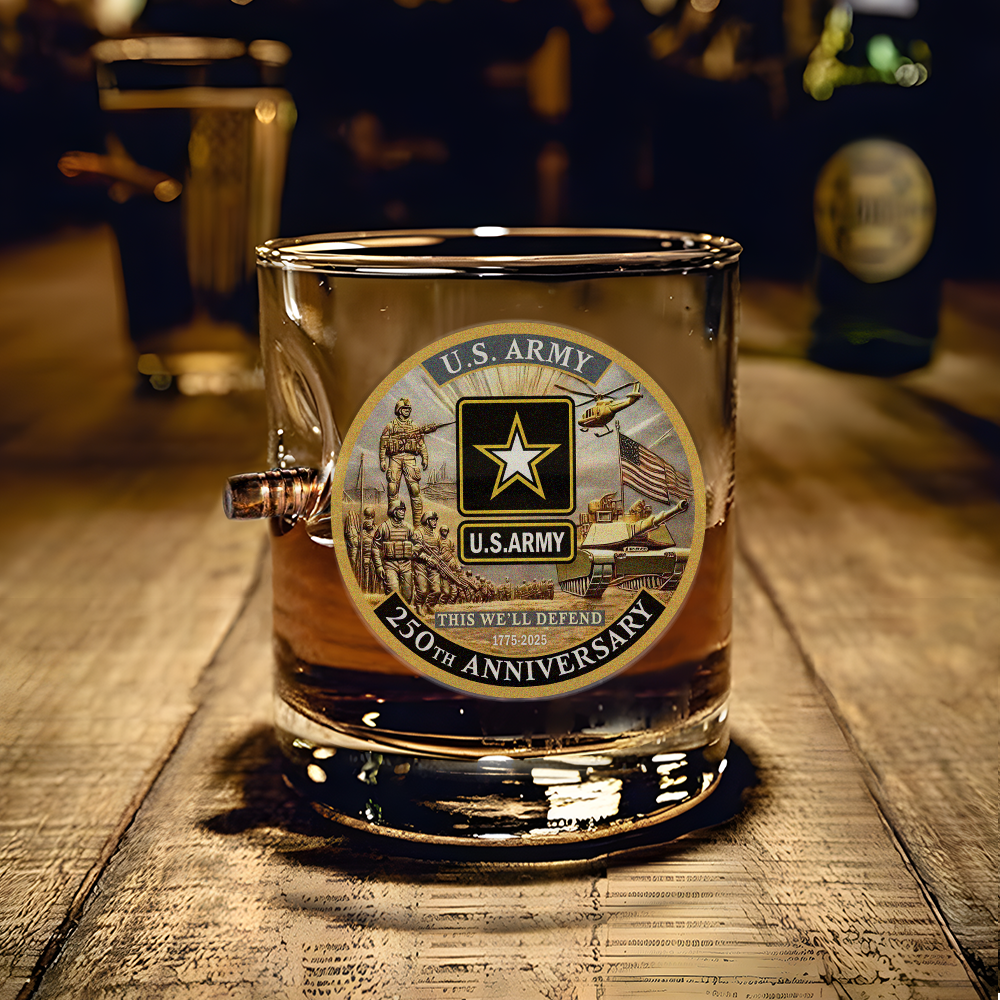 Army 250th Anniversary Bullet Whiskey Glass