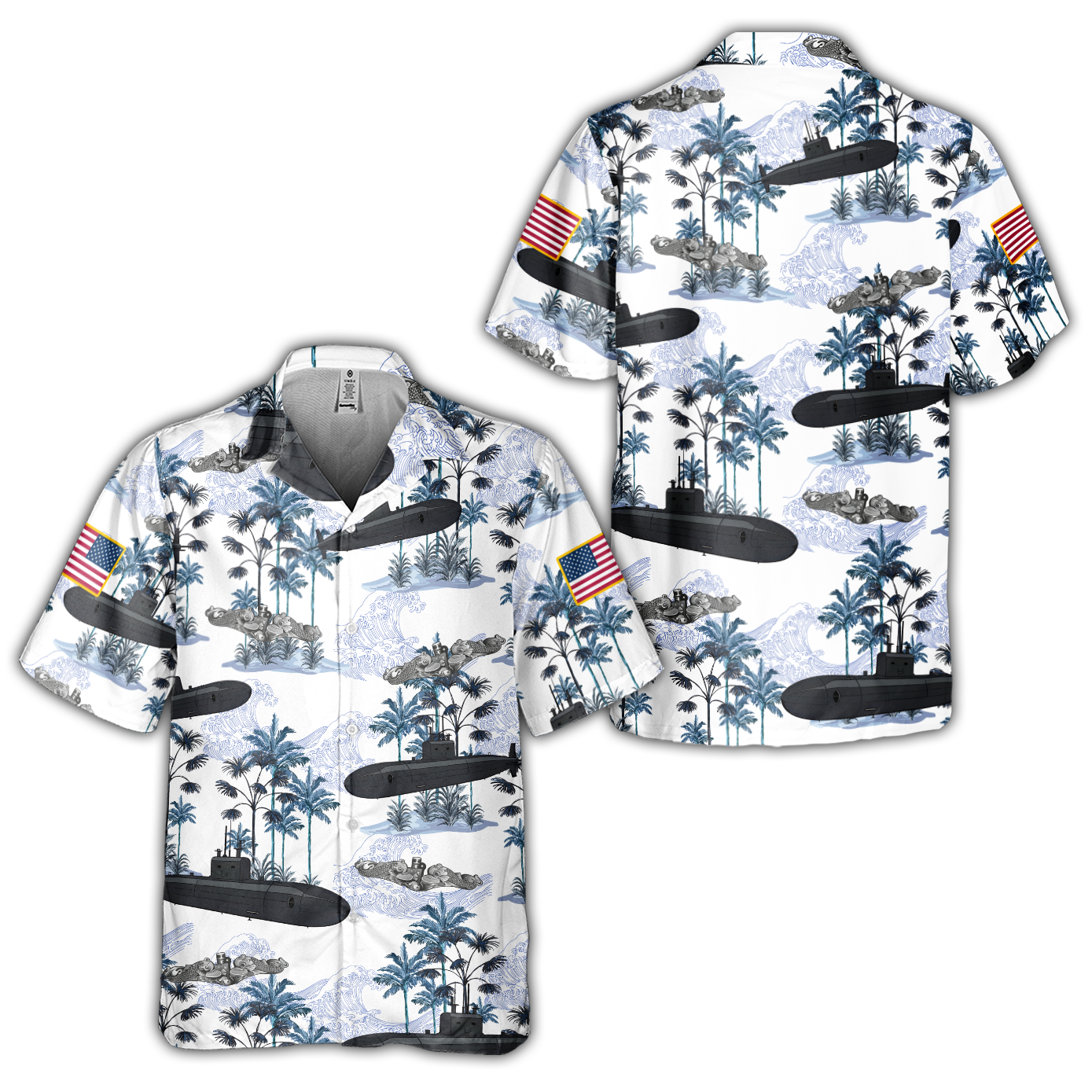 Navy Submarine Tropical Cuban Shirt