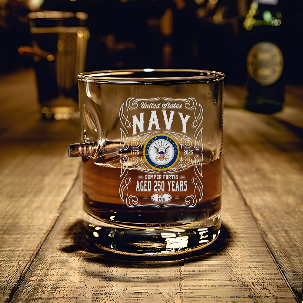 Navy 250th Anniversary Bullet Whiskey Glass