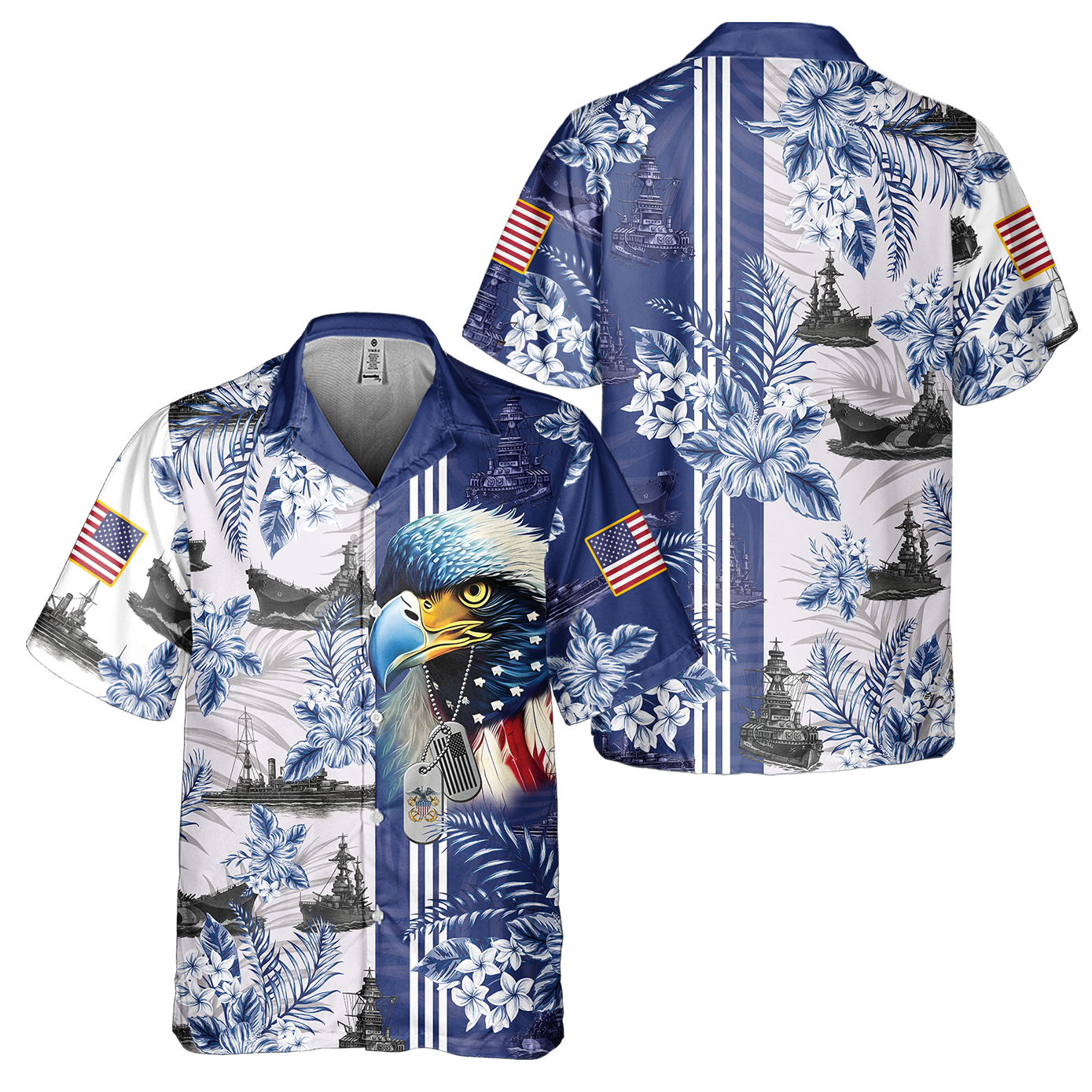 Navy Tropical Cuban Shirt